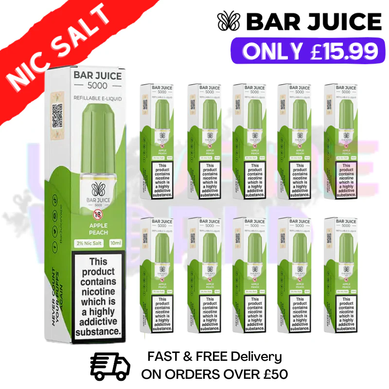 Apple Peach Bar Juice 5000 Nic Salt Pack / Box of 10 - £13.99