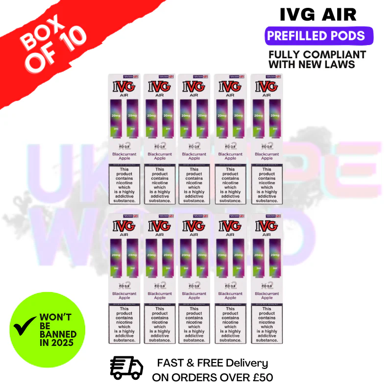 Blackcurrant Apple IVG AIR Prefilled Pod Box Of 10
