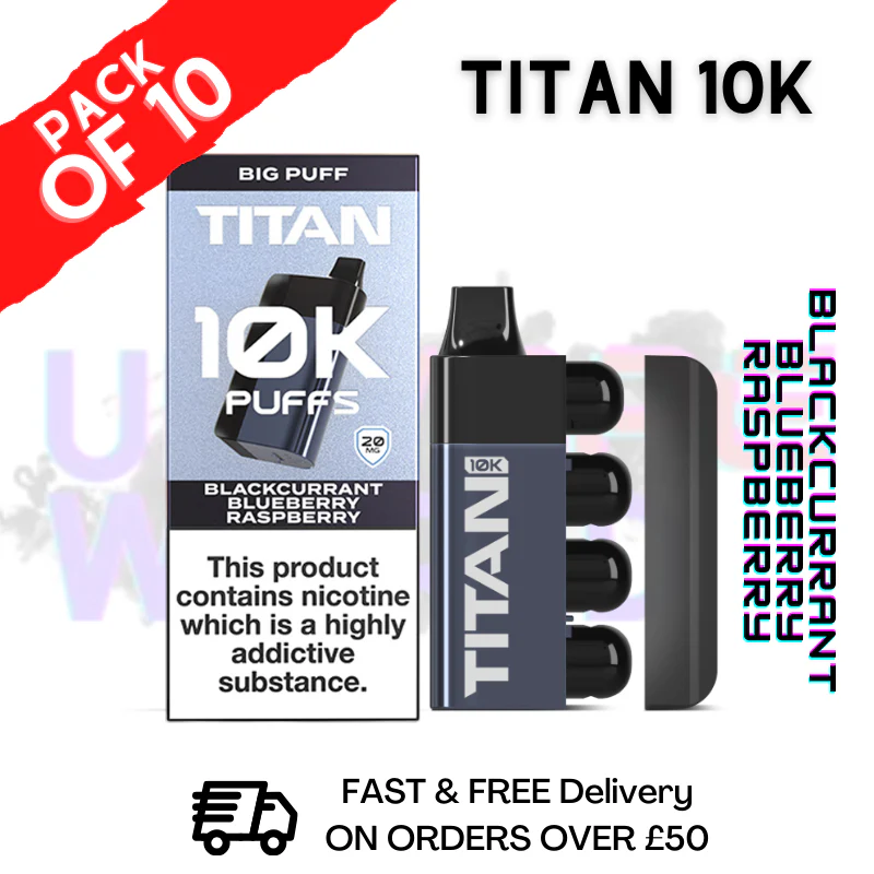 Blackcurrant Blue Rasp Titan 10K Prefilled Vape Kit Pack Of 10
