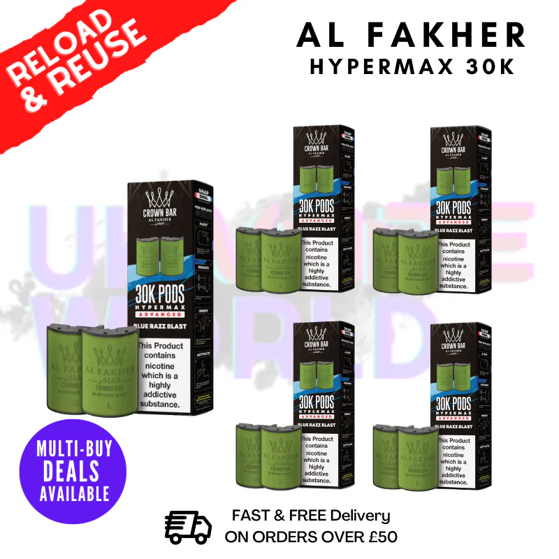 Blue Razz Blast AL Fakher 30K Box Of 5 Replacement Pods