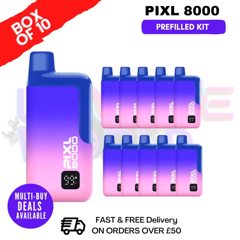 Blue Razz Cotton Pixl 8000 Kits Box Of 10