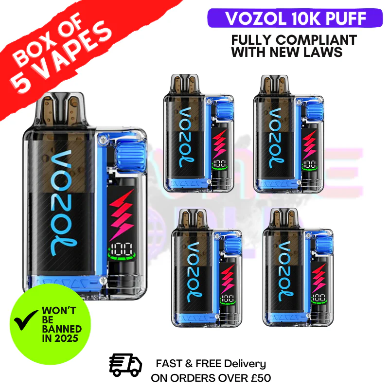 Blue Razz Ice Vozol 10000 10K Puff Box Of 5
