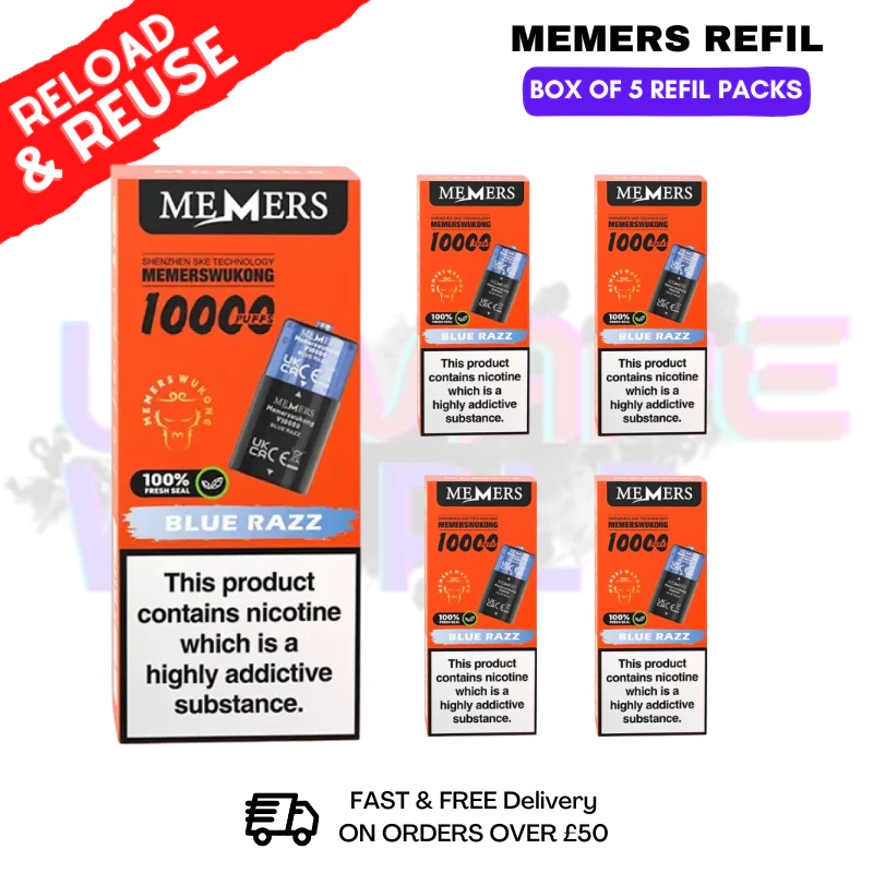 Blue Razz Memers V10000 Replacement Pods Box of 5