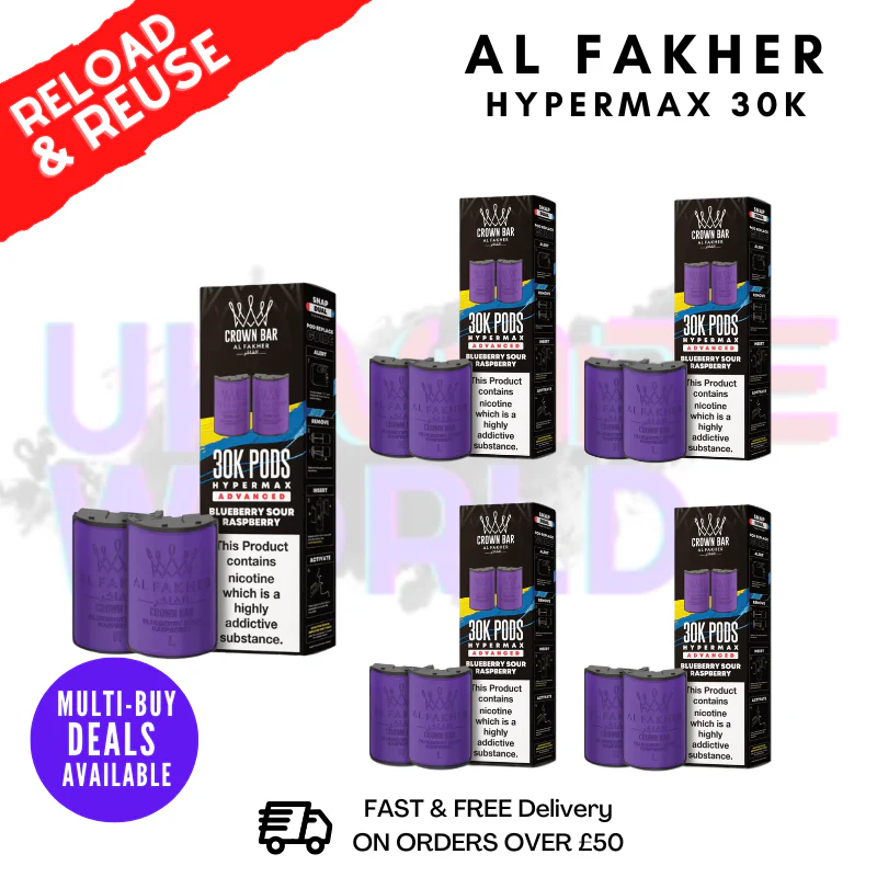 Blue Sour Raspberry AL Fakher 30K Box Of 5 Replacement Pods