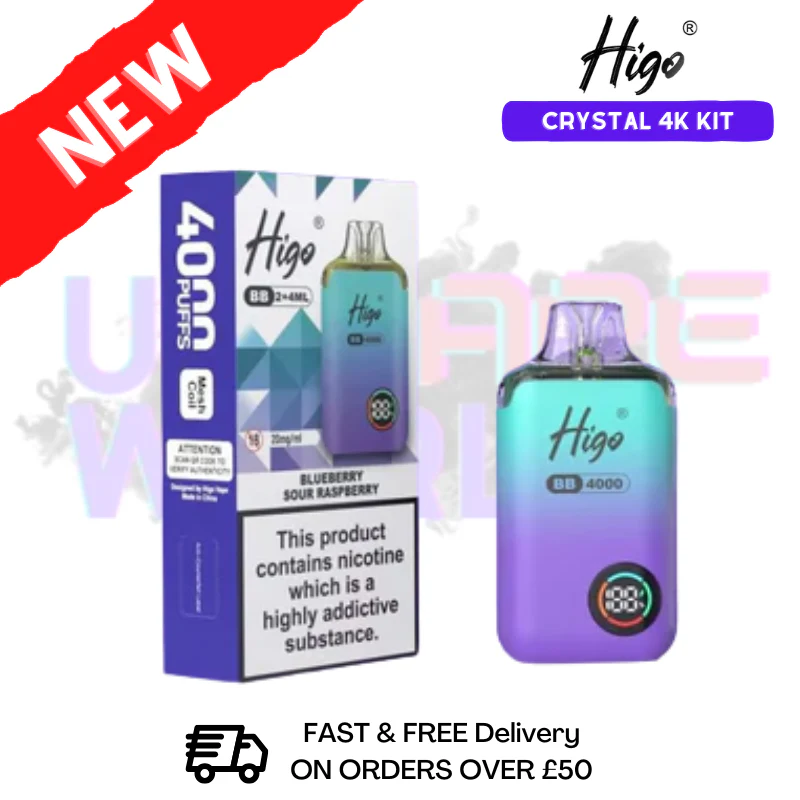 Blue Sour Rasp Crystal Higo 4K 4000 Puff Pod Kit