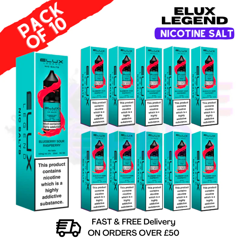Blue Sour Raspberry Elux Legend Nic Salt BOX OF 10