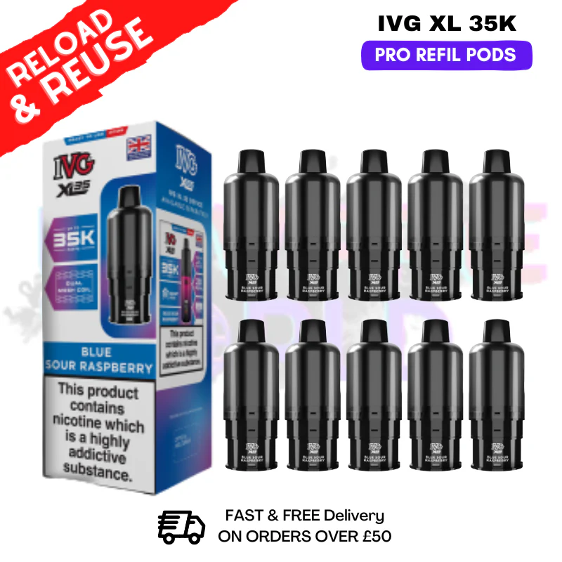 Blue Sour Rasp IVG XL 35K Replacement Pods Box Of 10