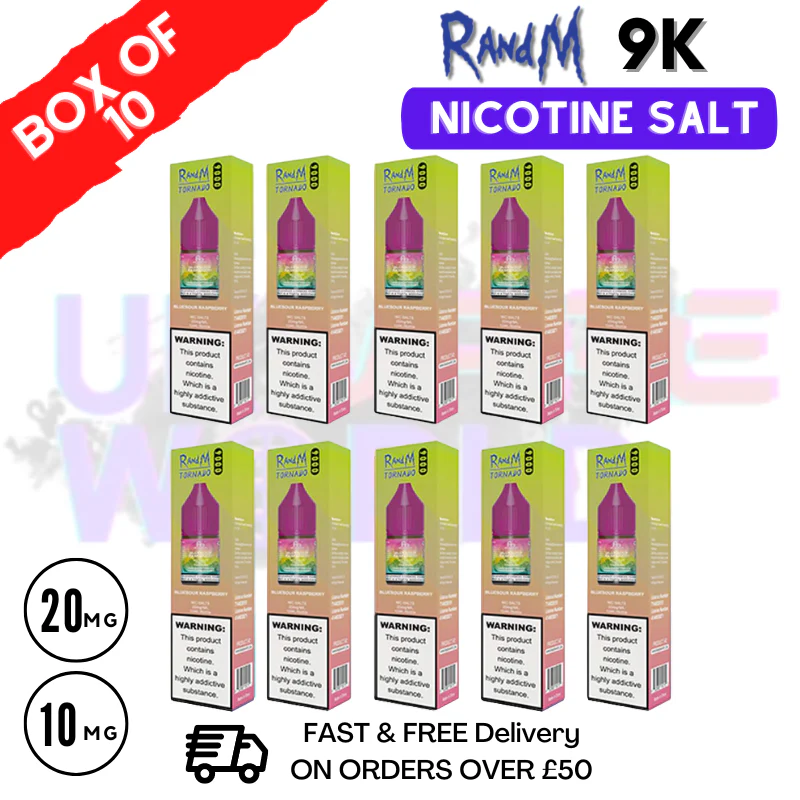 Blue Sour Raspberry RandM 9000 Tornado Nic Salt Pack / Box of 10 - £16.99