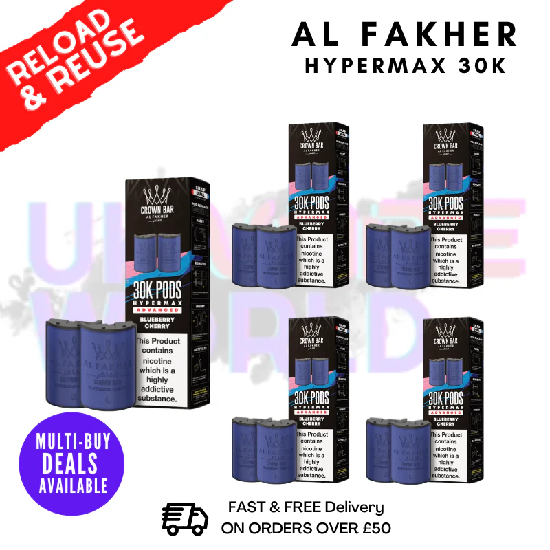 Blueberry Cherry AL Fakher 30K Box Of 5 Replacement Pods