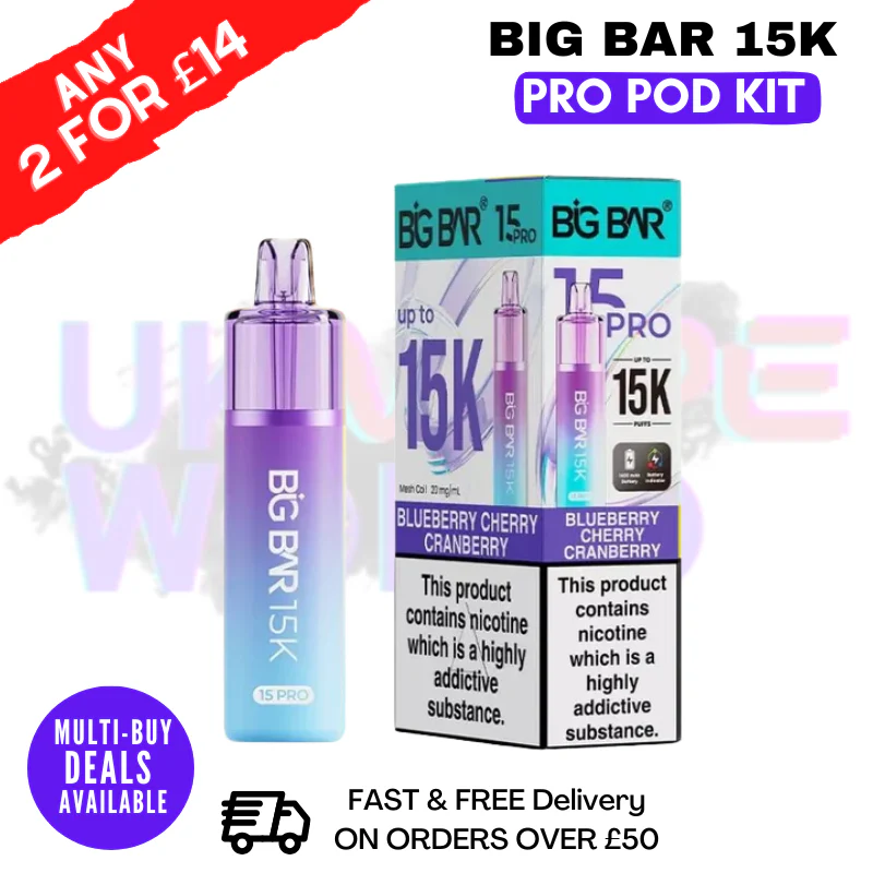 Blueberry Cherry Cranberry Big Bar 15K Prefilled Pod Kit - £7.89
