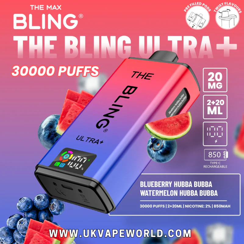 Blueberry Hubba Bubba Bling 30k Ultra Plus Prefilled Pod Kit