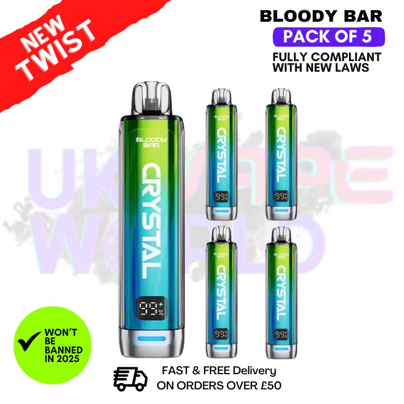 Blueberry Raspberry Bloody Bar Crystal 10K Puff Pack Of 5