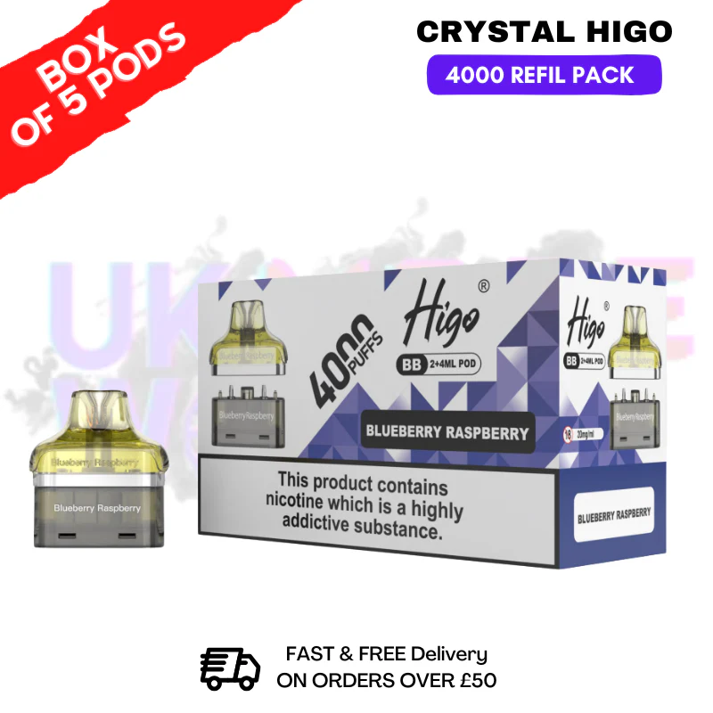 Blueberry Raspberry Crystal Higo 4000 REFIL Pods BOX OF 5