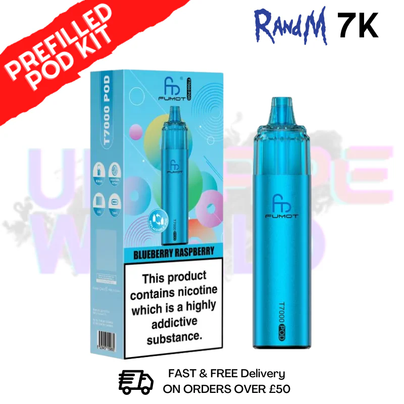 Blueberry Raspberry Fumot RandM T7000 7K Prefilled Pod Kit