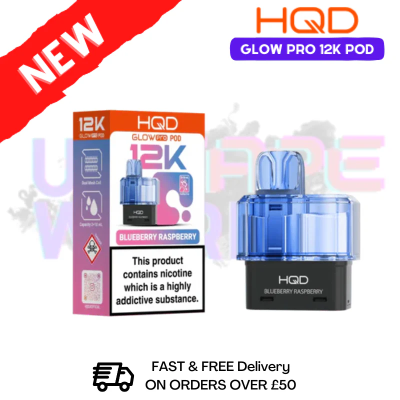 Blueberry Raspberry HQD Glow Pro 12K Puff Replacement Pods