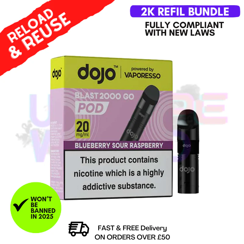 Blue Sour Raspberry Dojo Blast 2000 2K Puff REPLACEMENT POD