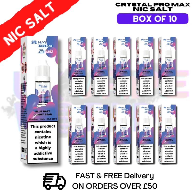 Blue Razz Gummy Bear Hayati Crystal Pro Max Box Of 10 Nic Salts
