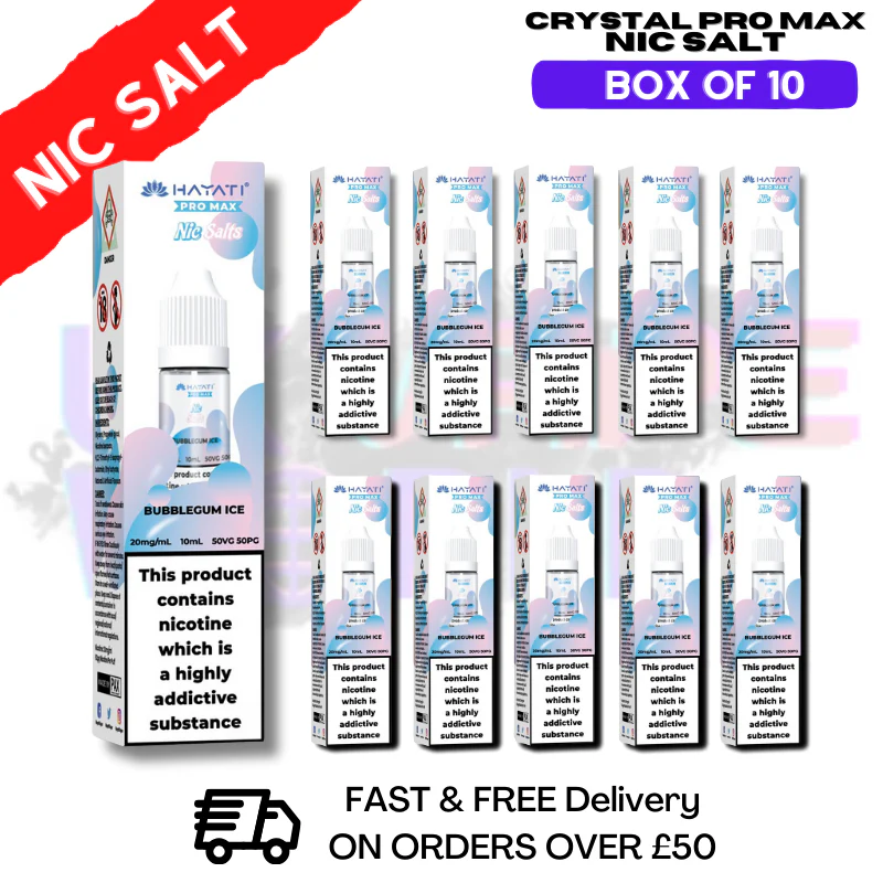 Bubblegum Ice Hayati Crystal Bar Pro Max Box Of 10 Nic Salts