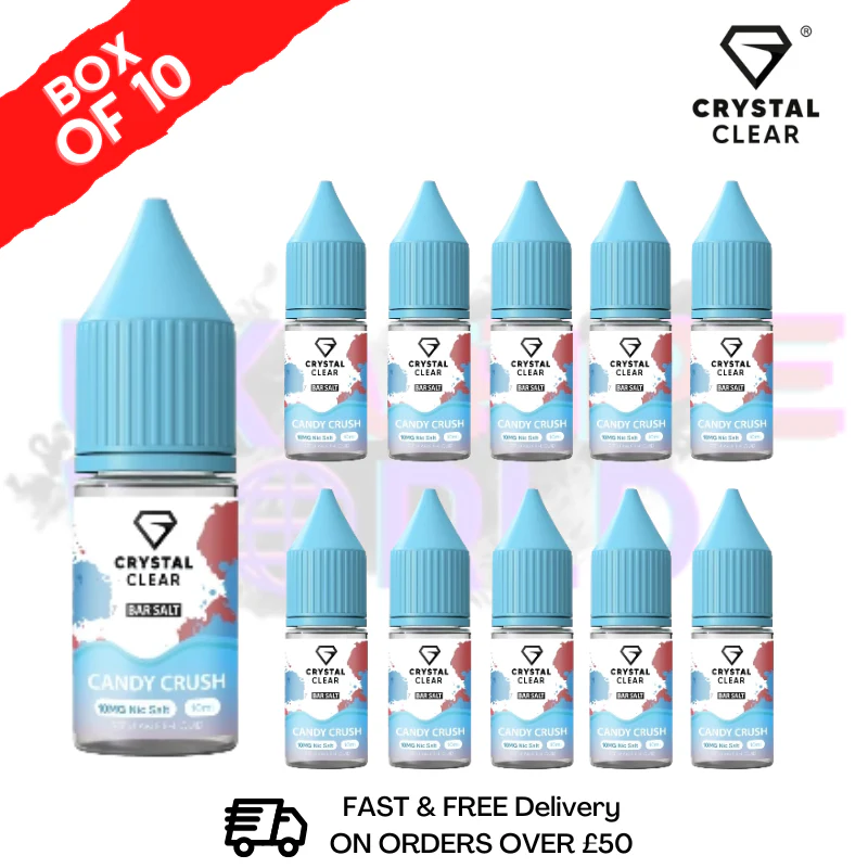 Candy Crush Crystal Clear Nic Salt Box Of 10 - Only £17.99