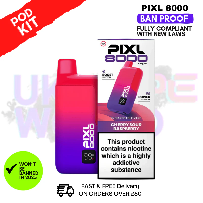 Cherry Sour Raspberry Pixl 8000 Puff Pod Kit