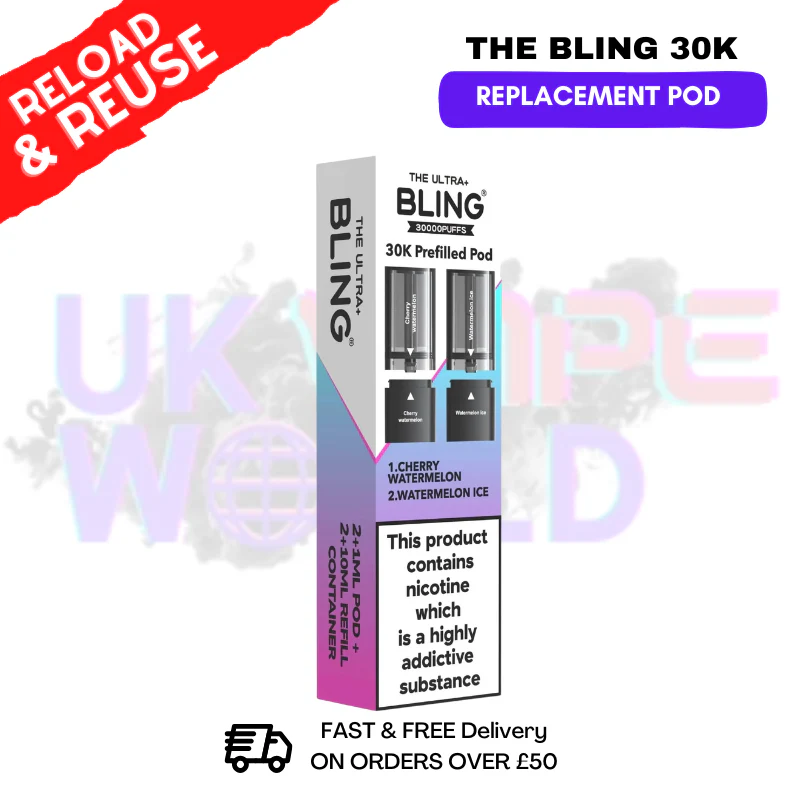 Cherry Watermelon Bling 30k REFIL PACK Ultra Plus Pods - £6.99