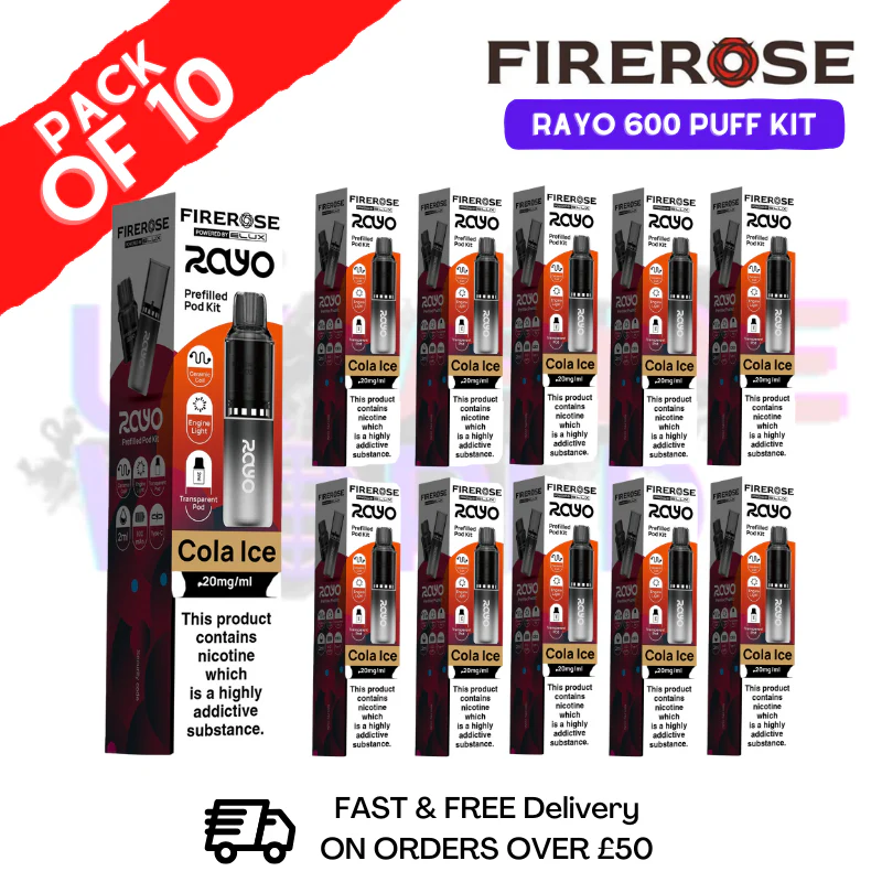 Cola Ice Firerose 600 Puff Vape Kits Box of 10