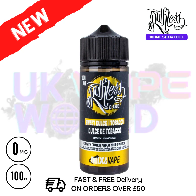Dulce De Tobacco Ruthless 100ml shortfill e liquid - £7.99
