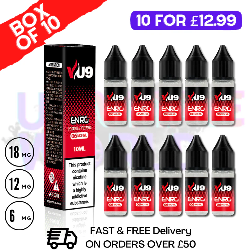 Energ VU9 E-Liquid Juice 10ml Nic Eliquid - 10 x 10ML BUNDLE