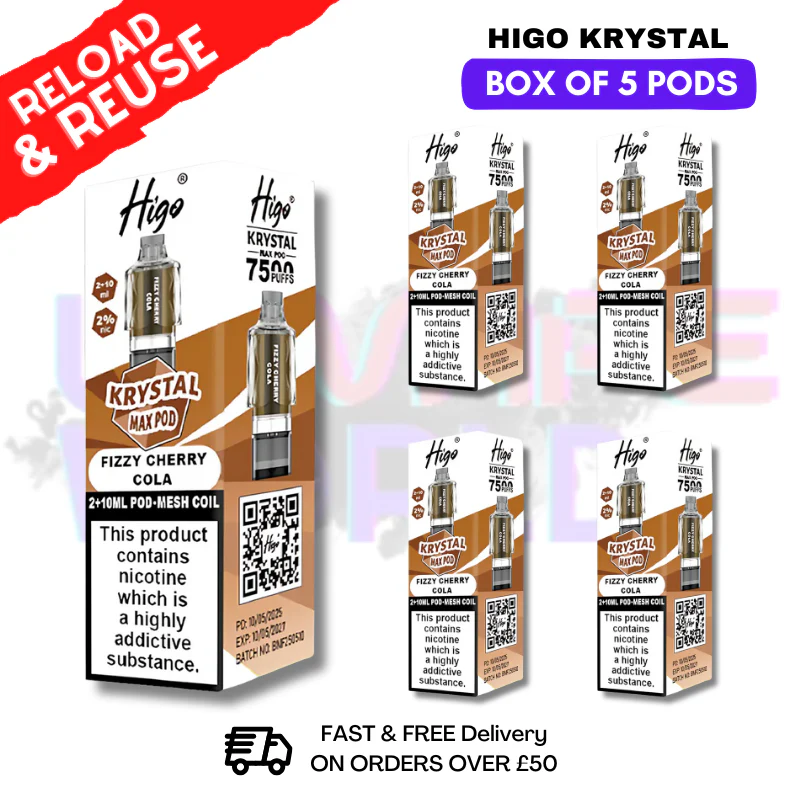 Fizzy Cherry Cola Krystal Higo Max Replacement Pods BOX OF 5