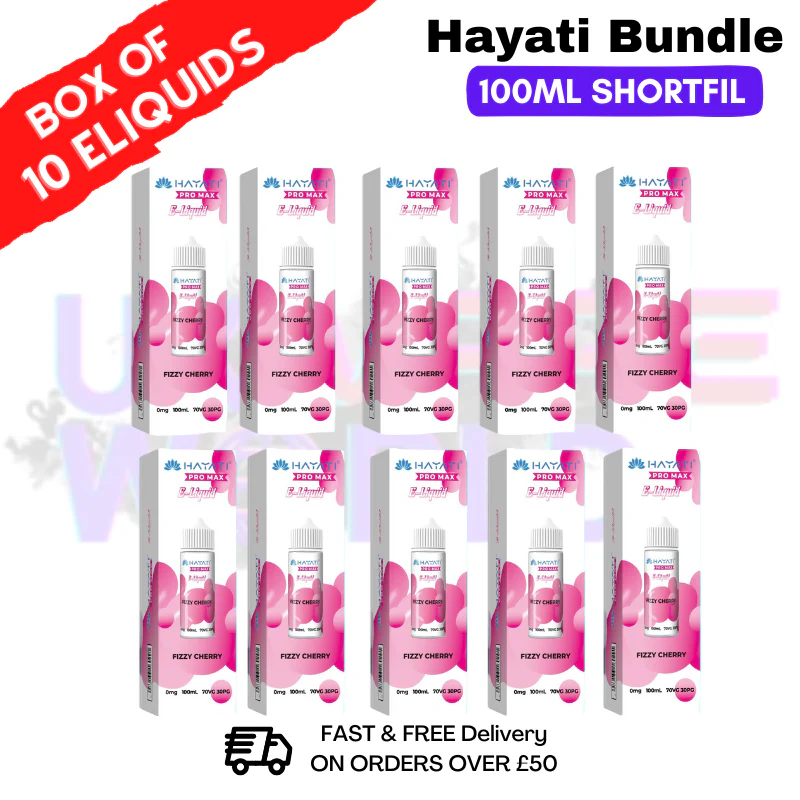 Fizzy Cherry Hayati 100ML Box Of 10 + Free NicShots