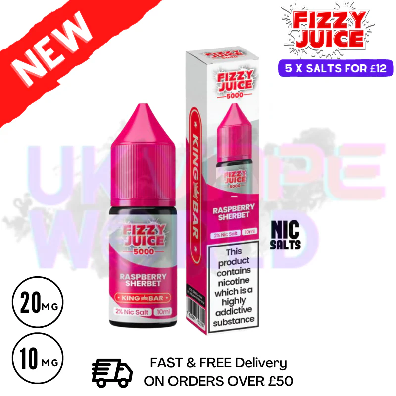 Fizzy Juice 5000 Nic Salt Raspberry Sherbet 10ML E-liquid