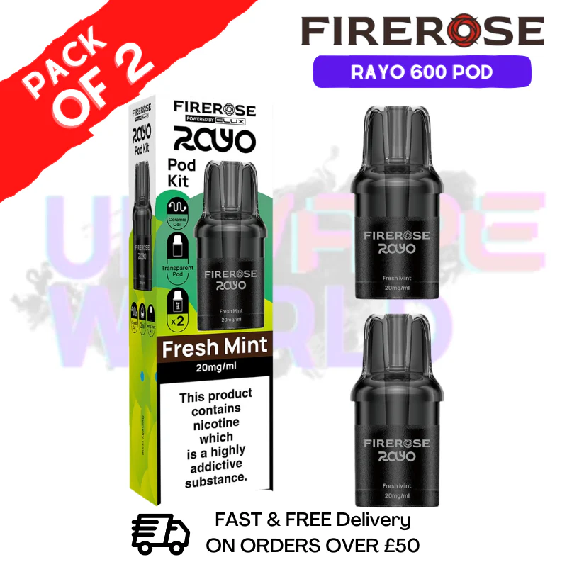 Fresh Mint Firerose Rayo 600 Replacement Pods Pack Of 2