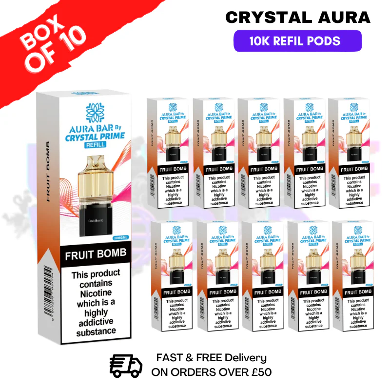 Fruit Bomb Crystal Prime 10K Refil Pods Box Of 10