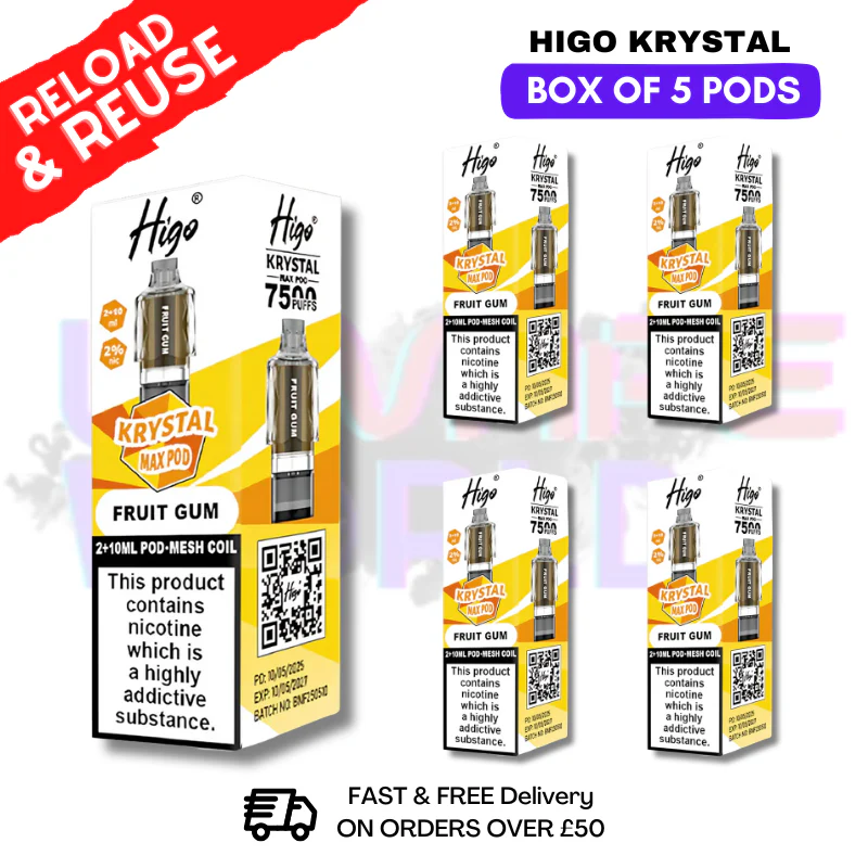 Fruit Gum Krystal Higo Max Replacement Pods BOX OF 5