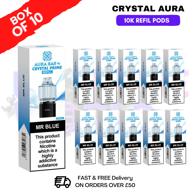Mr Blue Crystal Prime 10K Refil Pods Box Of 10