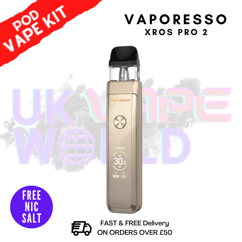 Gliterring Gold Vaporesso Xros Pro 2 Kit + Free Nic Salt