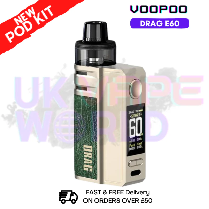 Golden Voopoo Drag E60 pod Kit + Free Nicsalt