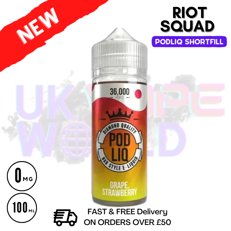 Grape Strawberry Riot Squad Pod Liq Shortfill Juice 80ML Eliquid