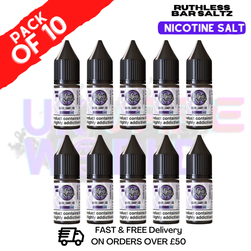 Grapeheads On Ice Ruthless Nic Salt Eliquid Box Of 10
