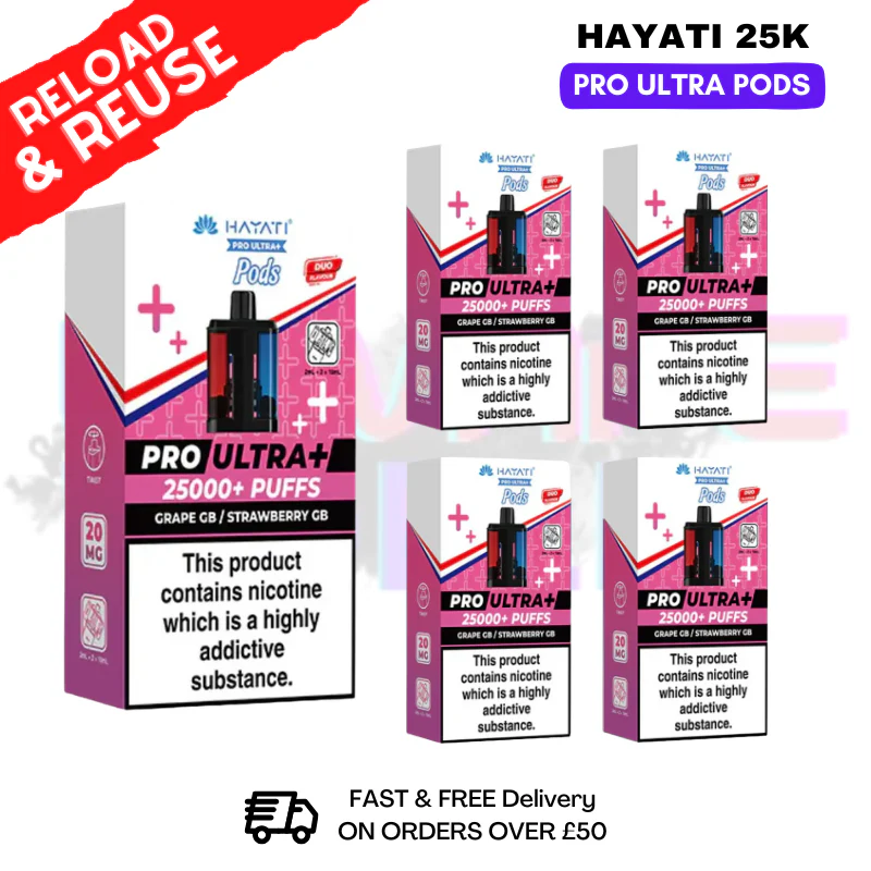 Hayati 25K Grape Gummy Bear - Strawberry Gummy Bear Replacement Pods Box Of 5