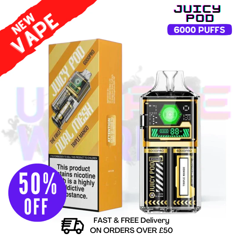 Juicy Pod 6000 Pro Triple Mango Disposable Bar - ONLY £6.99
