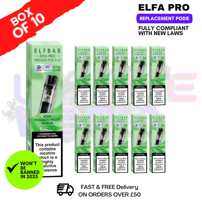 Kiwi Passion Fruit Guava Elf Bar Elfa Pro Prefilled Pod Box Of 10