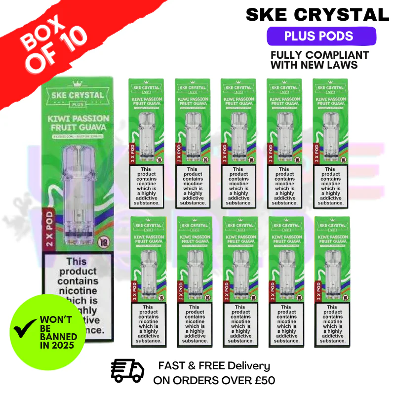 Kiwi Passion Fruit Guava SKE Crystal Plus Prefilled Pod Box Of 10