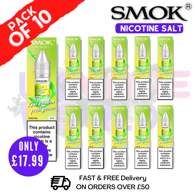Kiwi Passionfruit Guava Smok Nic Salt E Liquid BOX OF 10