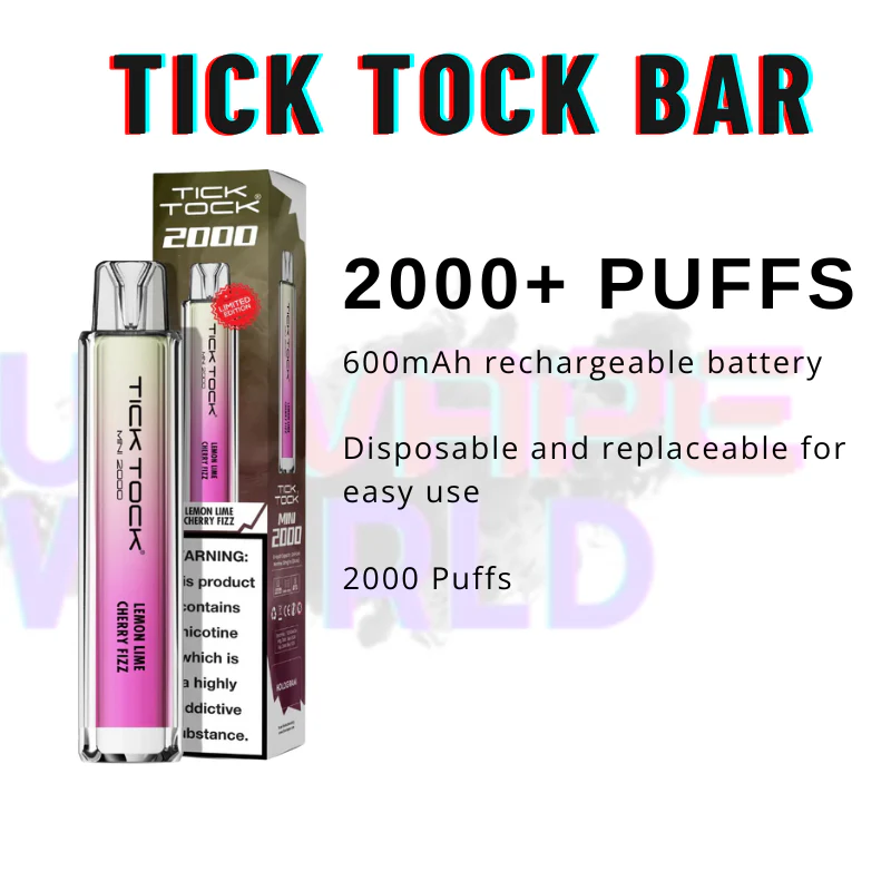Lemon Lime Cherry Fizz Tick Tock Mini 2000 Puff Kit - Image 3
