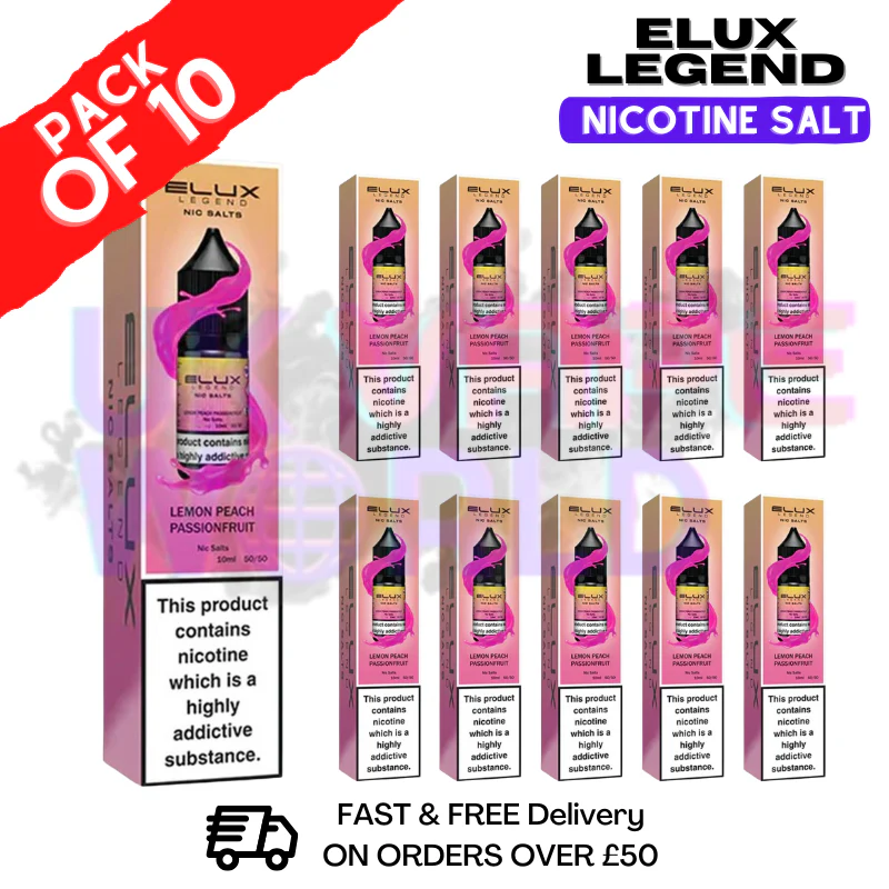 Lemon Peach Passionfruit Elux Legend Nic Salt BOX OF 10