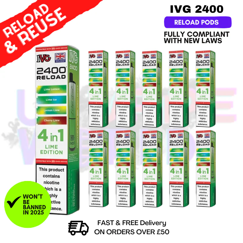 Lime Edition IVG 2400 RELOAD Pods - Box Of 10