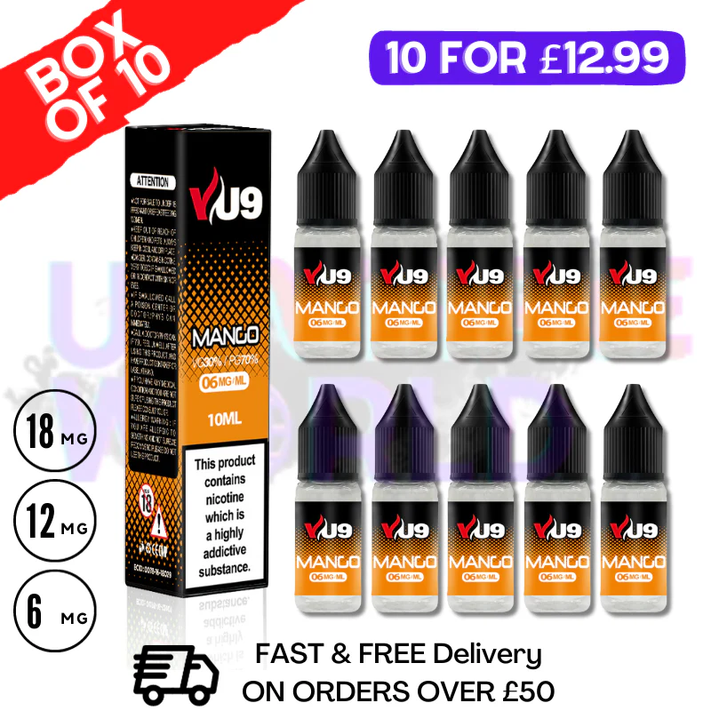 Mango VU9 E-Liquid Juice 10ml Nic Eliquid - 10 x 10ML