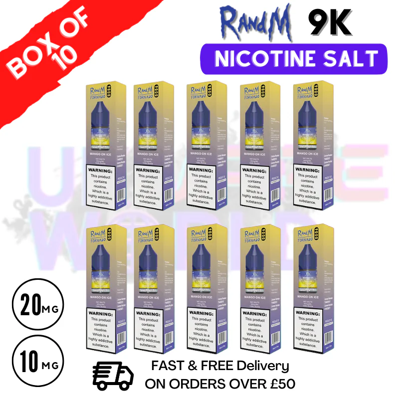 Mango on Ice RandM 9000 Tornado Nic Salt Pack / Box of 10 - £16.99