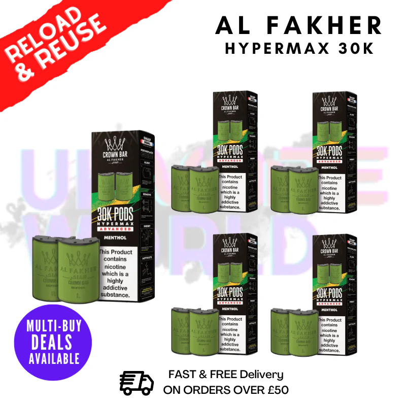 Menthol AL Fakher 30K Box Of 5 Replacement Pods